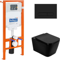 Комплект унитаза с инсталляцией BelBagno BB3202CHR-MB/BB3202SC-MB/BB002-80/BB007-PR-NERO.M