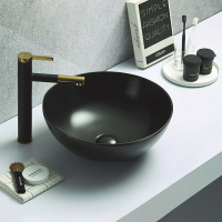 Раковина керамическая накладная (41x41) Art&Max AM-104-MB чёрный