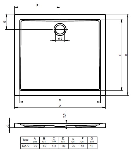 Душевой поддон RIHO ZURICH 270 Акриловый 80x90x4,5 D001013005