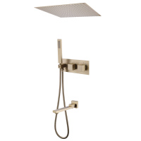 Душевой комплект ABBER Daheim AF8254G скрытого монтажа с изливом, термостат, золото матовое