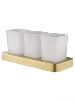 Три стакана для зубных щеток с держателем WONZON & WOGHAND LOTTE, брашированное золото WW-8338-BG