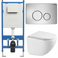 Комплект унитаза с инсталляцией Grossman Style 97.4455SQC.05.12M с клавишей смыва