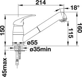Смеситель складной Blanco Daras-S-F (с выдвижной лейкой) 521752