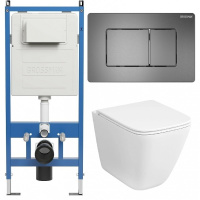 Комплект унитаза с инсталляцией Grossman Classic 97.4479SQC.04.42M с клавишей смыва