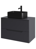 Тумба с раковиной подвесная 80 см, Orange Line Li-80TugMDF+B02-460MB графит/черный
