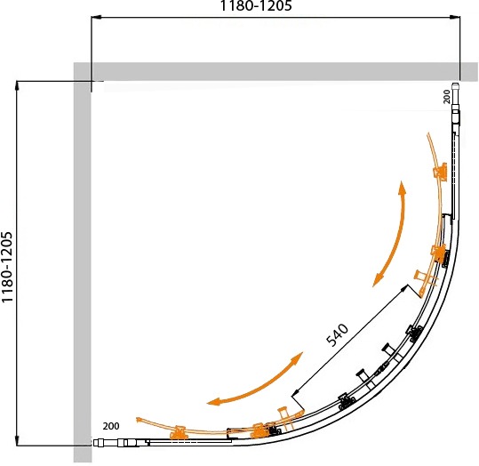 Душевой уголок (120х120) CEZARES MOLVENO MOLVENO-R-22-100+20-C-GM-IV