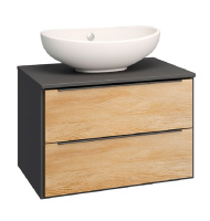 Тумба под раковину Runo подвесная дуб черный  Мальта 70 (00-00001097)