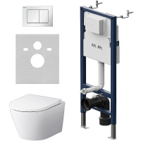 Комплект унитаза с инсталляцией Am.Pm Sense FlashClean IS90201.741701 с сиденьем микролифт, кнопка белый глянец