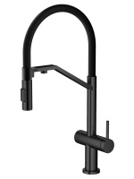 Смеситель для кухни однорычажный с каналом для питьевой воды и гибким изливом Agger Elegant A3241444 черный матовый