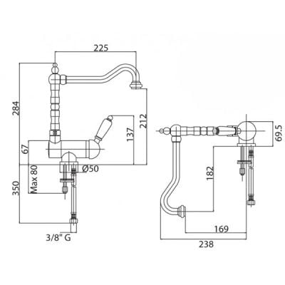 Смеситель для кухни с регулируемым углом наклона излива Cezares Elite ELITE-LLPM2-03/24-M