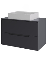 Тумба с раковиной подвесная 70 см, Orange Line Li-70TugMDF+B04-500W  графит/белый