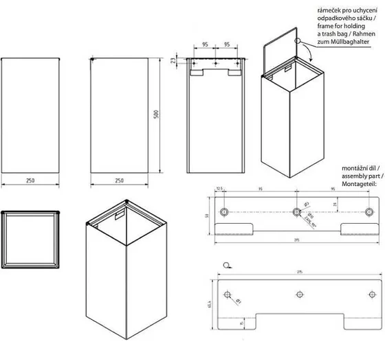 Настенное мусорное ведро 25л  Bemeta Hotel 101915110
