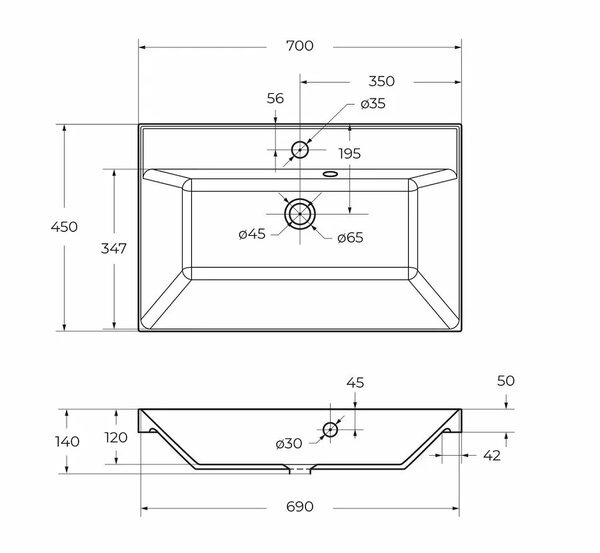 Раковина BelBagno BB700/450-LV-ART-AST-NERO