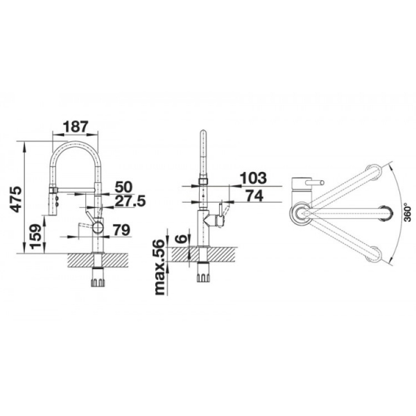 Смеситель для кухни Blanco Catris-S Flexo 525793 черный матовый с выдвижной лейкой