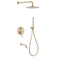 Душевой комплект ABBER Wasser Kreis AF8117G скрытого монтажа с изливом, золото матовое