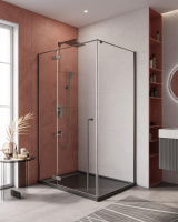 Душевой уголок (120х90) CEZARES LINER LINER-AH-1-120/90-C-GM-L оружейная сталь