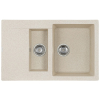 Мойка-Мраморная  (двойная) "KAISER"  KM2M-5080 Black&White, бежевый