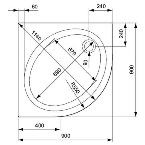 Акриловый полукруглый душевой поддон Ideal Standard Connect K198401 (900x900 мм) Акриловый полукруглый душевой поддон Ideal Standard Connect K198401 (900x900 мм)