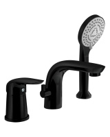 Смеситель на борт ванны однорычажный с душевым набором Orange M60-333b черный