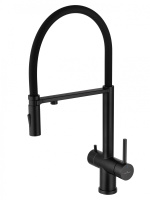 Смеситель для кухни с гибким изливом и подключением фильтра WONZON & WOGHAND, черный матовый WW-88458009-MB