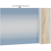 Зеркальный шкаф Санта Меркурий 700460 90x65 см R, со светильником, белый матовый/дуб янтарный