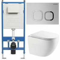 Комплект унитаза с инсталляцией Grossman Cosmo 97.4411SQC.02.110 с клавишей смыва