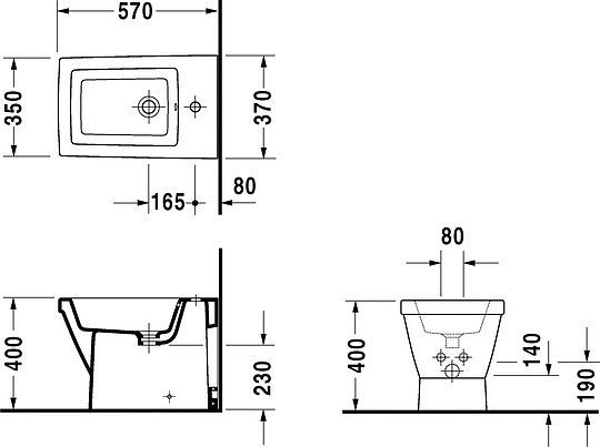 Биде напольное Duravit 2 ND Floor 0136100000