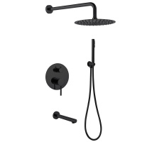 Душевой комплект ABBER Emotion AF8817B скрытого монтажа с изливом, черная матовая