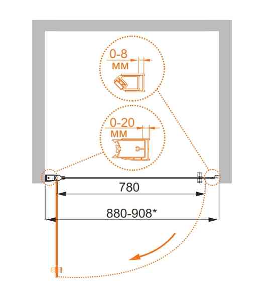 Душевая дверь (90х195) CEZARES ELENA ELENA-W-B-1-90-P-Cr-L