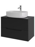 Тумба с раковиной подвесная 80 см, Orange Line Li-80TubMDF+B08-600W черный/белый