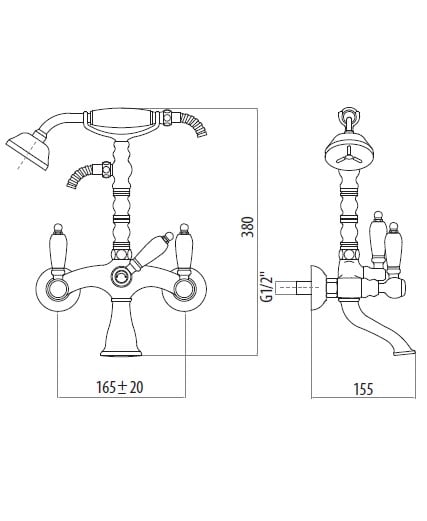 Смеситель на борт ванны Gattoni Vivaldi Lever 1300113D0.GRoro Смеситель на борт ванны Gattoni Vivaldi Lever 1300113D0.GRoro