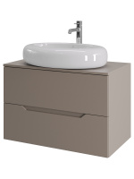 Тумба с раковиной подвесная 80 см, Orange Line Li-80TuLMDF+B08-640W латте/белый