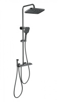 Душевая система с техническим душем и термостатом WONZON & WOGHAND MUSE Piano, темный графит WW-B4132-A-BGG
