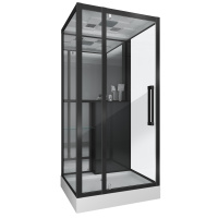 Душевая кабина (90х100) Grossman  GR266 распашная, черный, прозрачный
