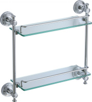 Полка прямая двойная стеклянная 40 см Savol 58а S-005822A