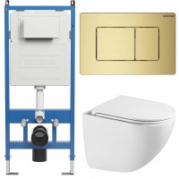 Комплект унитаза с инсталляцией Grossman Classic 97.4455SQC.04.32M с клавишей смыва