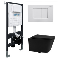 Комплект подвесной унитаз ABBER Rechteck AC1201MB-AC0105-AC0120MW