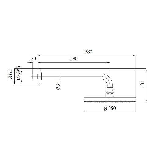 Верхний душ с кронштейном Bossini Elios H19412G.030 хром