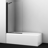 Стеклянная шторка на ванну (80х140) WasserKRAFT Berkel 48P01-80BLACK Fixed