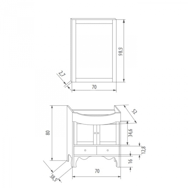 Тумба под раковину Eban FBSFD070-N noce*4