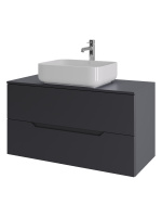 Тумба с раковиной подвесная 100 см, Orange Line Li-100TugMDF+B05-500W графит/белый