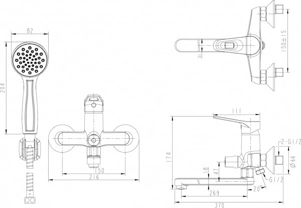 Комплект для ванной комнаты Bravat Eco-D 2 в 1 F00415C