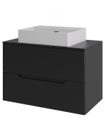 Тумба с раковиной подвесная 70 см, Orange Line Li-70TubMDF+B04-500W черный/белый