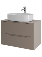 Тумба с раковиной подвесная 80 см, Orange Line Li-80TuLMDF+B08-600W латте/белый