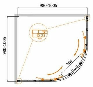 Душевой уголок (100х100) CEZARES MOLVENO MOLVENO-R-22-80+20-P-Cr