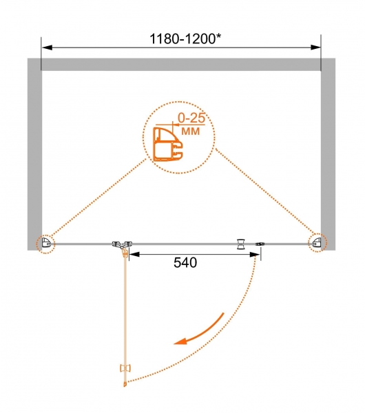 Душевая дверь в нишу Cezares VERONA-B-13-30+60/40-P-Cr-R
