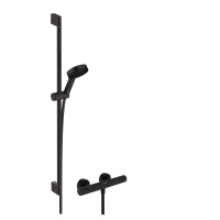 Термостат для душа с душевым гарнитуром Hansgrohe Pulsify Select S 105 3jet Relaxation EcoSmart 24261670 черный матовый