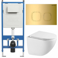 Комплект унитаза с инсталляцией Grossman Cosmo 97.4455SQC.02.300 с клавишей смыва