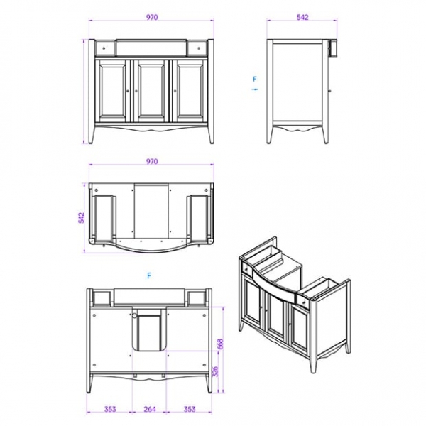 Тумба с раковиной Tiffany World Veronica VER5105-N+AR874bi*1 комплект