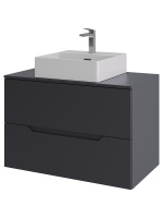 Тумба с раковиной подвесная 80 см, Orange Line Li-80TugMDF+B04-405W графит/белый
